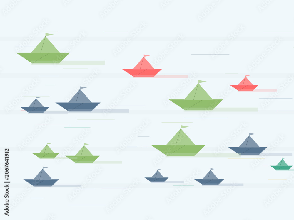 Obraz premium Paper Boat Kids Nursery Background