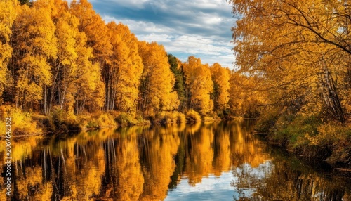 Autumn Riverbank with Colorful Trees