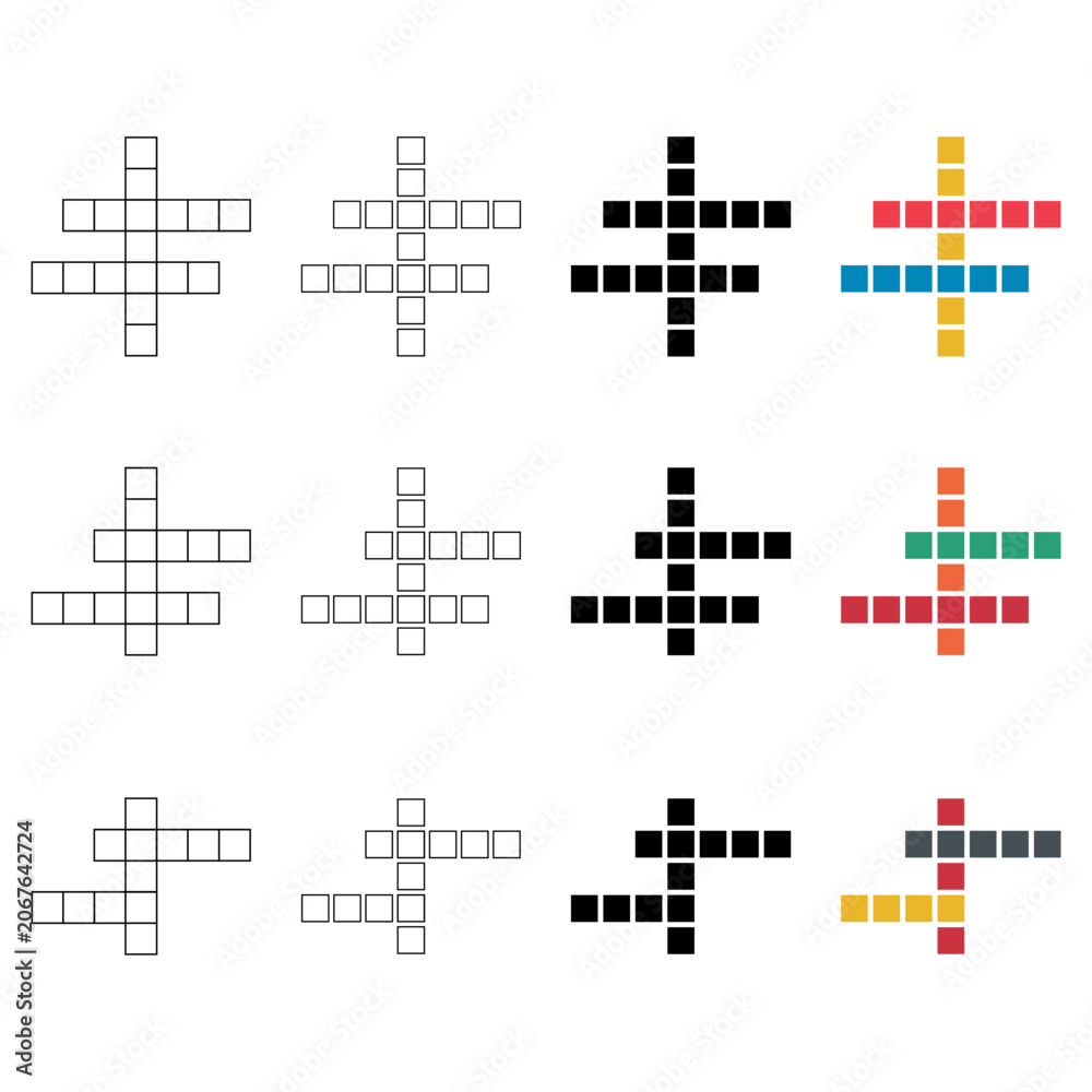 Obraz premium Set of Crossword concept icon, cross word graphic, web flat vector illustration .
