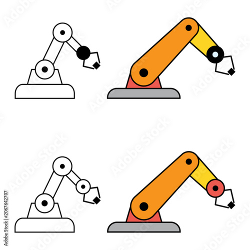 Set of Mechanical robot arm machine icon, technology hydraulic robotic hand, vector illustration .