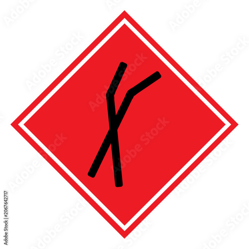 Simple plastic straw icon, party tube drink equipment symbol, vector illustration .