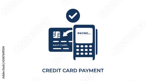 Payment transaction occurs with credit card and terminal indoors securely