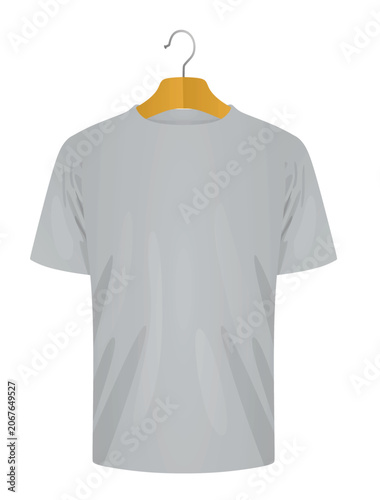 Grey t-shirt on hanger. vector
