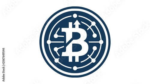 Cryptocurrency coin icon features Bitcoin symbol in circular design
