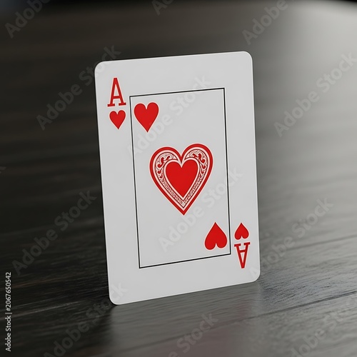 White card with red heart and love symbols.