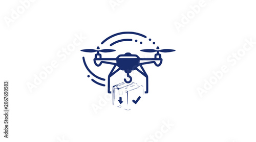 Drone delivers package to person from above in city