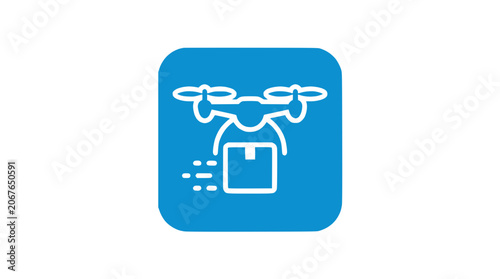 Aerial drone captures box parcel being delivered to a house