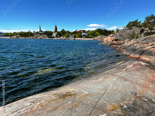 Coastline Rocks on Shore of the Gulf of Finland of the Baltic Sea in Hanko, Finnish Resort Town.