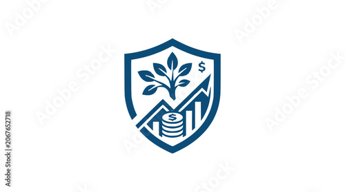 Black and white fingerprint scan illustration of a person with a plant growth in a shield