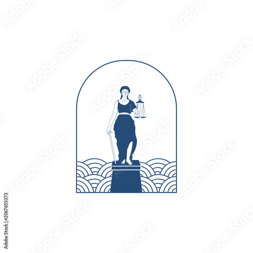 Goddess of Justice Silhouette Icon Emblem. Lady Justice Silhouette Graphic Logo Design Vector. Isolated Scales of Justice Blindfolded Woman Logo