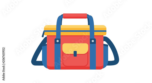 red and blue tool bag vector illustration