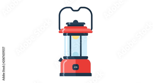 Red camping lantern vector illustration