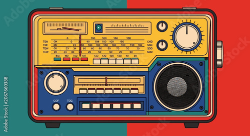 Obraz na plátně retro portable radio vintage design vector illustration