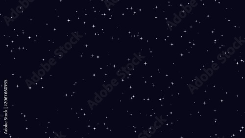 Twinkling Starry Night Sky Animation, Glowing Space Universe Constellation, Sparkling Stars On Dark Blue Cosmos Background