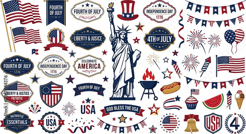 4th of July Independence Day USA Patriotic Clipart Collection