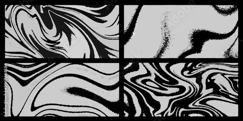 Canvastavla Black and white marble patterns in four separate panels