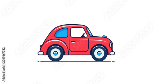 Red Vintage Volkswagen Beetle Car Model.