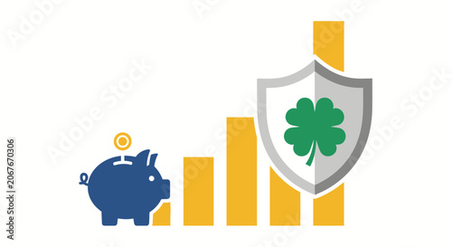 Piggy Bank with Shamrock Shield Graph.