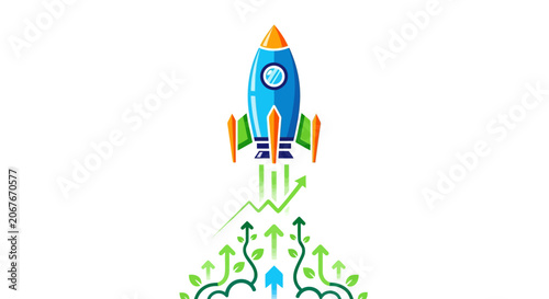 Rocket Ship Launching into Space.
