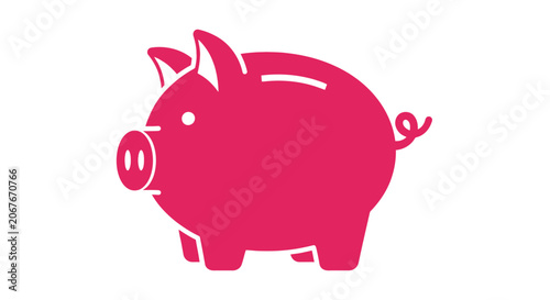 Pink Pig Silhouette Icon Graphic.