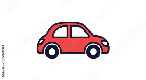Red Car Side View Illustration.