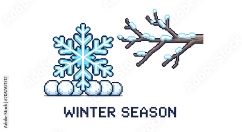 Snowflake on a frosty winter branch.