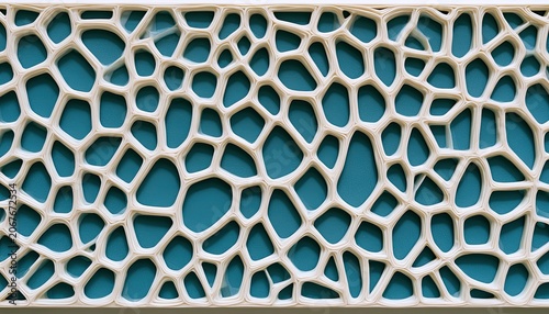 Organic white lattice over teal background, abstract, geometric, organic, pattern
