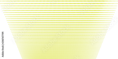 Yellow green halftone dots background. Abstract lime yellow pop art pattern gradient texture isolated on white.