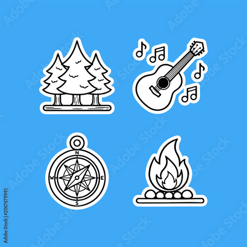 summer camping icon collection