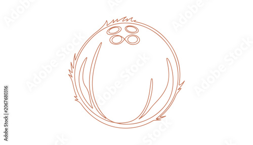 Simple coconut vector illustration designed for kids' coloring books.