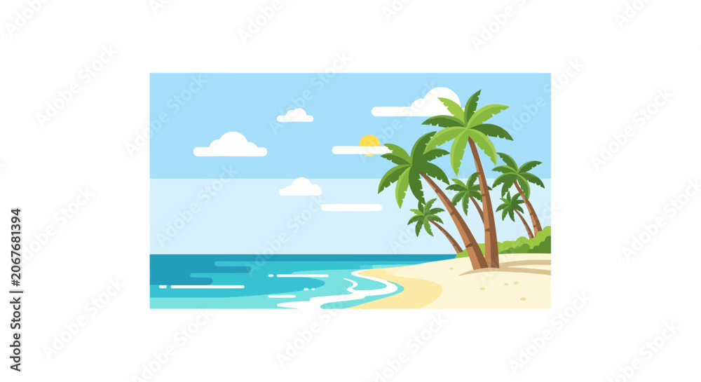 Fototapeta premium Tropical Palm Trees on Sandy Beach.