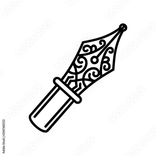 Decorative Fountain Pen Nib Closeup.