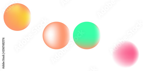 Abstract four colorful gradient orbs on white background.
