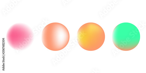 Abstract four colorful gradient orbs on white background.