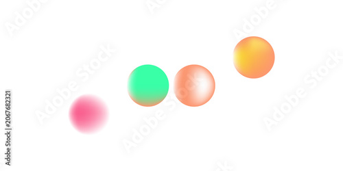 Abstract four colorful gradient orbs on white background.