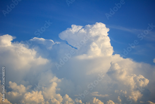 Billede på lærred A massive, billowing cumulus cloud catches the warm golden light of late afterno