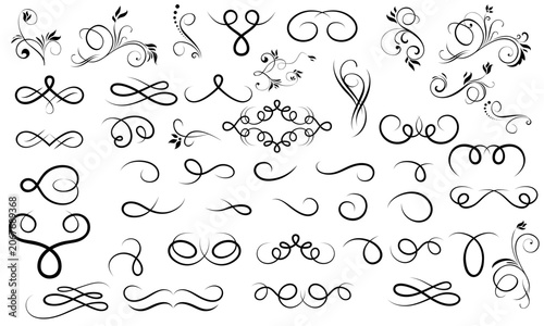 fancy scroll flourish vector set