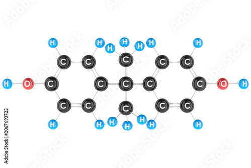 Obraz na płótnie Bisphenol A BPA molecule model, transparent background.