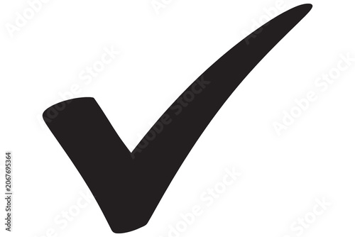 Quadro su tela Hand drawn black check mark or tick icon, symbolizing completion, approval, and