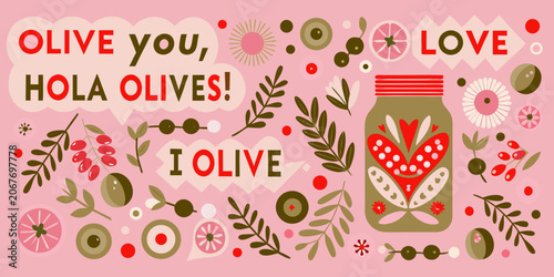 Photos Olive themed floral ornament with text vector illustration