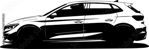 Black car silhouette, side view, vector illustration, modern SUV, automotive design