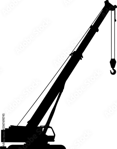 Construction crane silhouette, heavy industry icon, vector illustration, industrial equipment