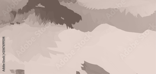 Digital illustration or vector graphic featuring abstract shapes in neutral tones of beige, brown, and grey.