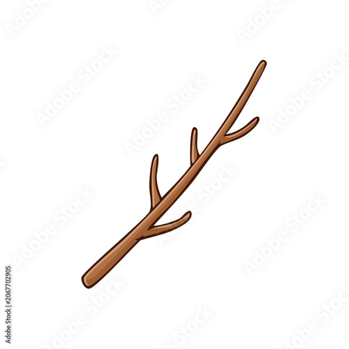 Simple illustration of a brown twig with three small branches
