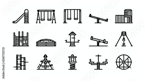 Variety of Playground Equipment for Children and Recreation.