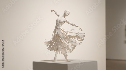 Delicate Paper Sculpture of a Dancing Figure.