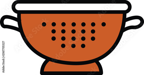 Simple line art vector illustration of a kitchen colander strainer