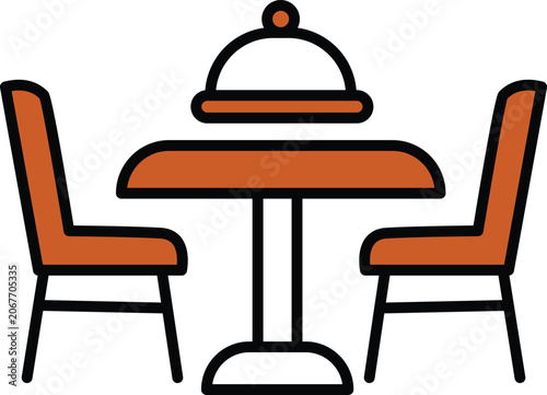 Restaurant reservation concept flat design illustration with dining table