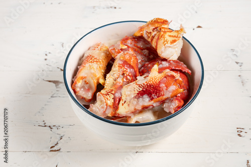 angle view bowl of lobster porridge at horizontal composition