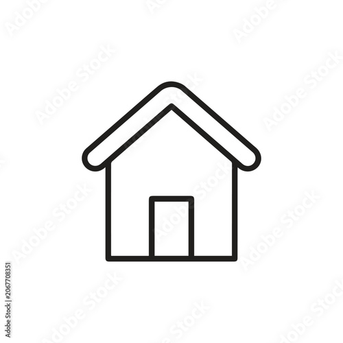 Fotografía Simple black outline icon of a suburban house with building, architecture